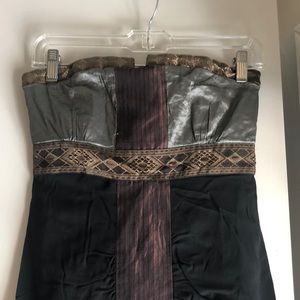 Nicole Miller black and gold strapless dress sz 2